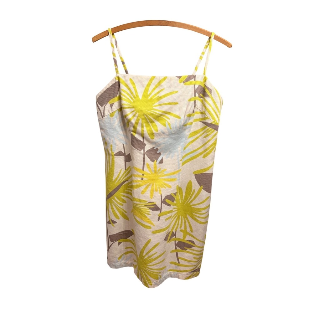 Tori Richard VTG Hawaiian Floral‎ Dress Spaghetti Straps Yellow & White Resort